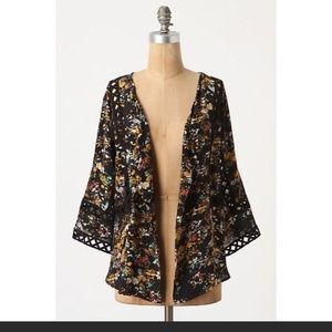 Anthropologie meadowrue floral silk cassia kimono
